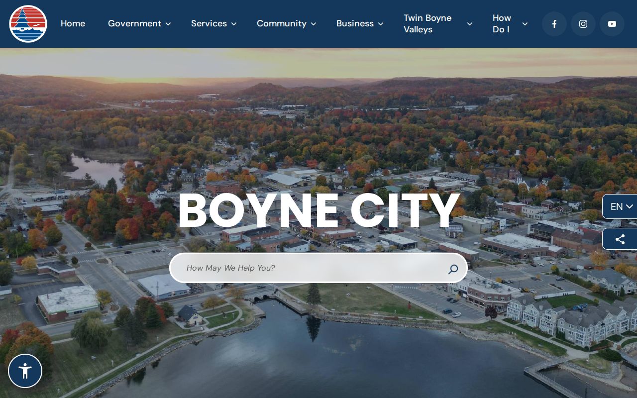 Boyne City court record research image showing the Boyne City government service homepage