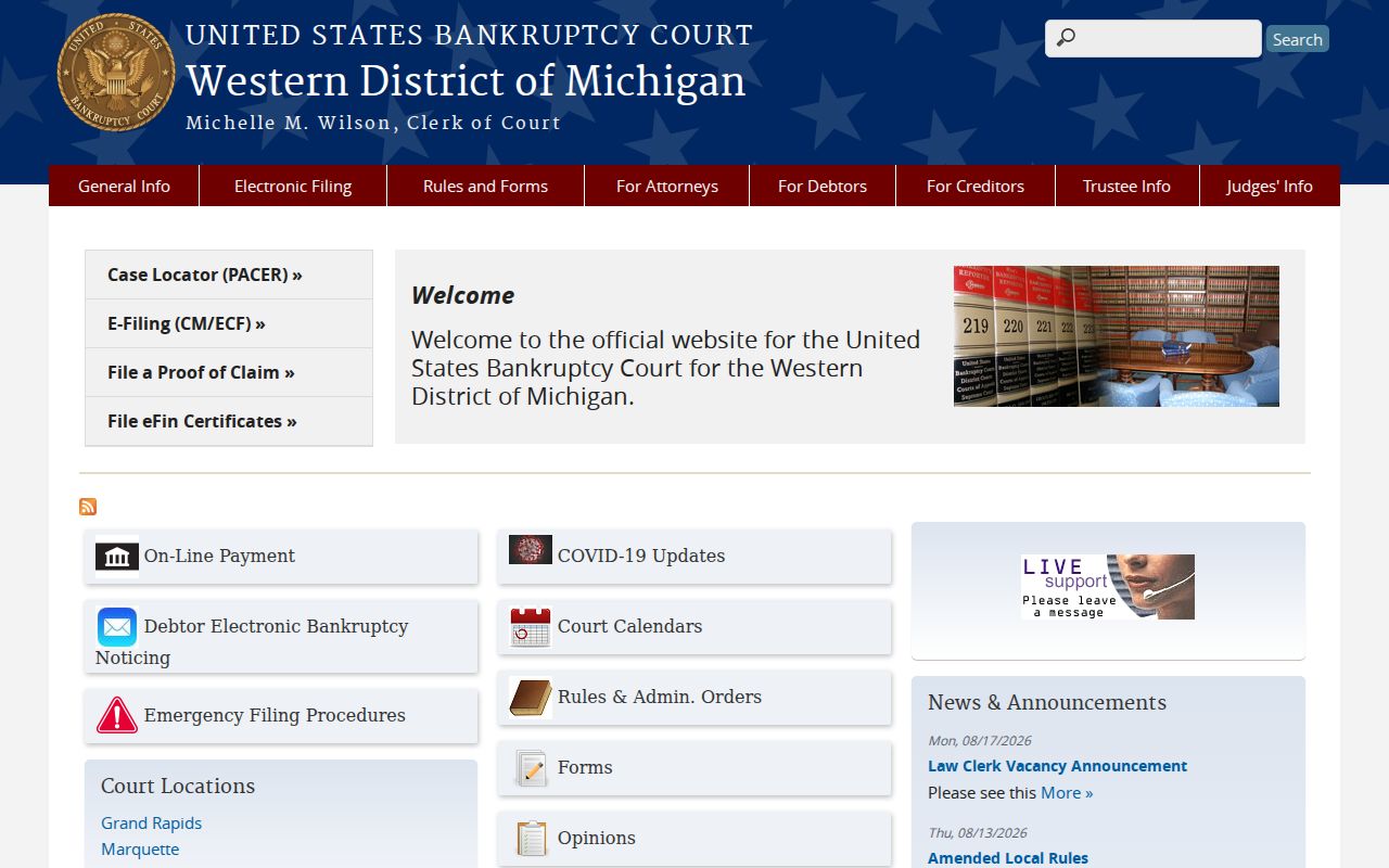 Boyne City court record research image of a federal court information source
