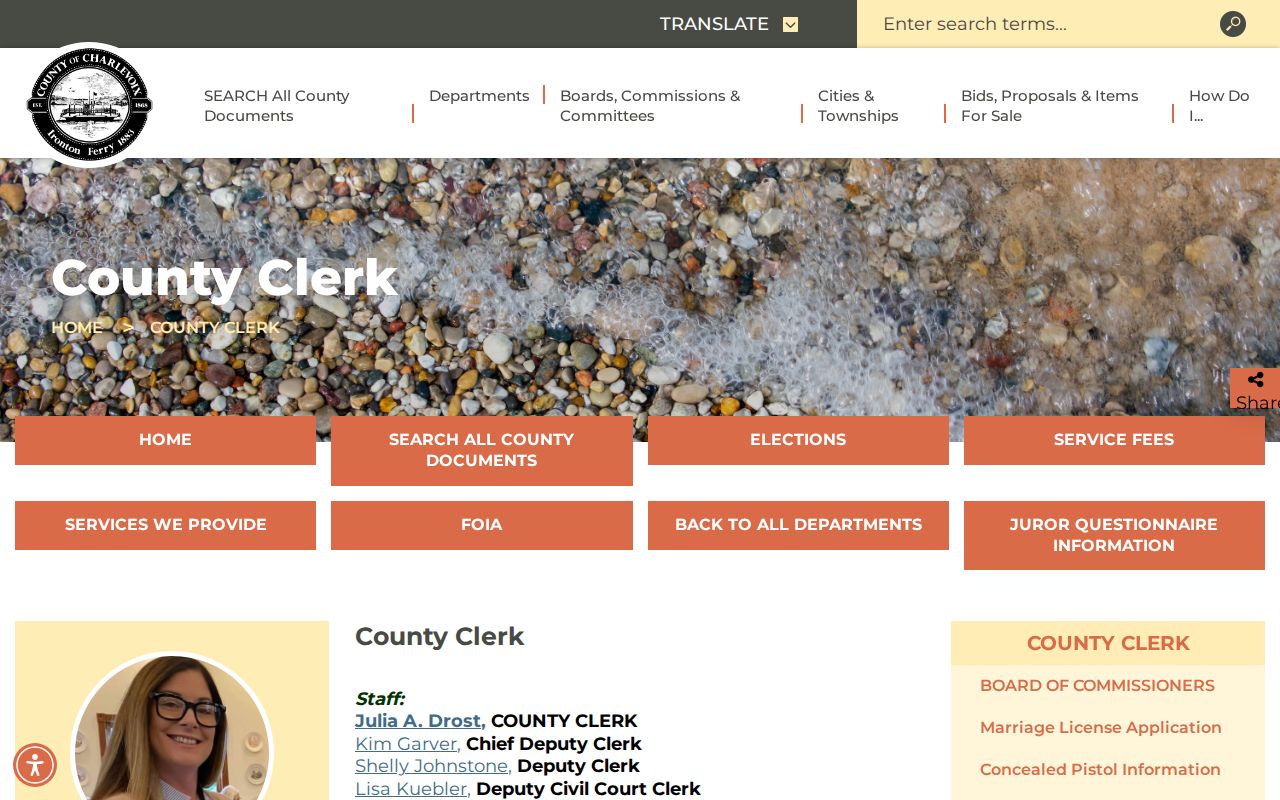 Charlevoix County court case records County Clerk source page