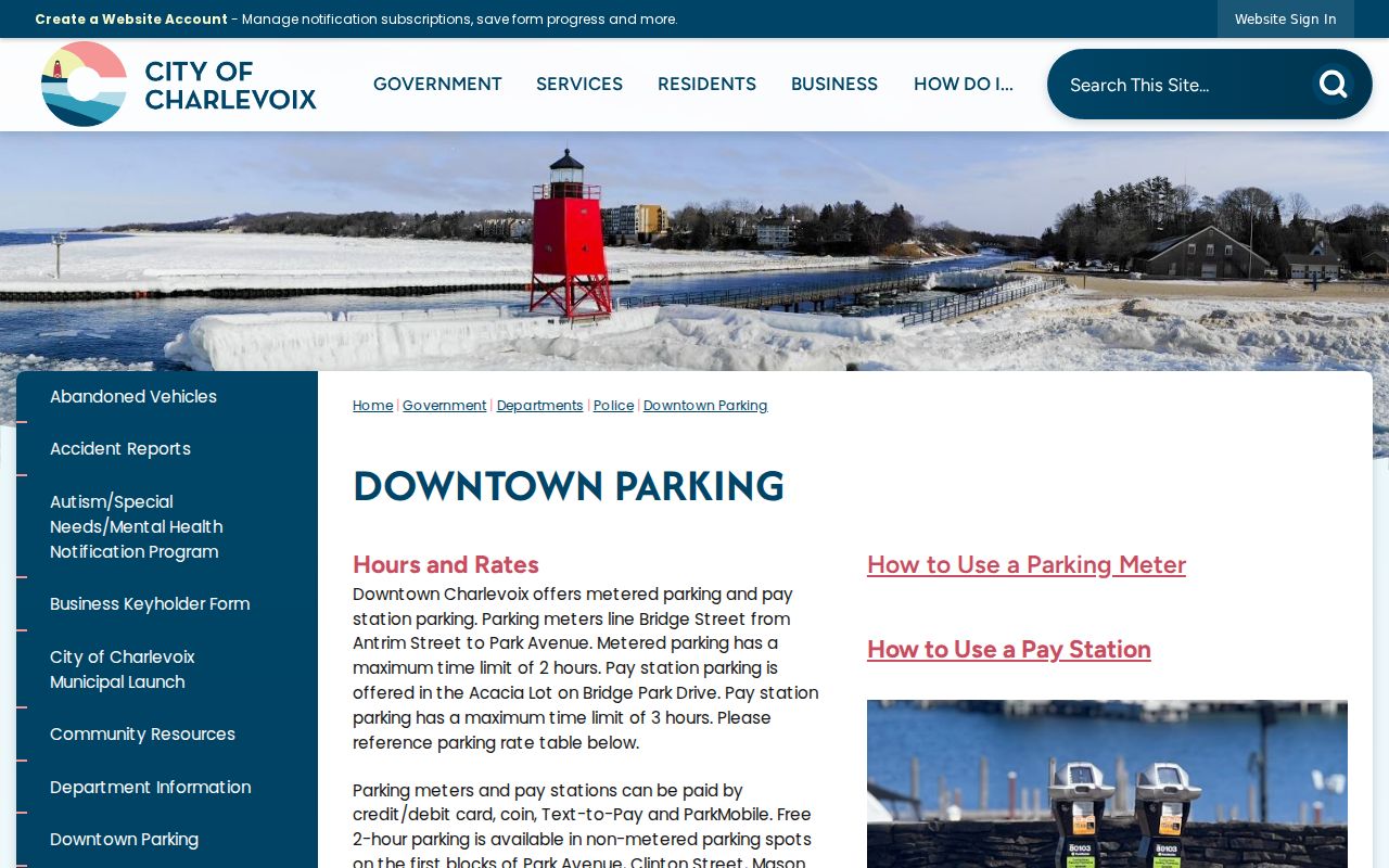 Charlevoix County traffic court research showing Charlevoix city parking citation information